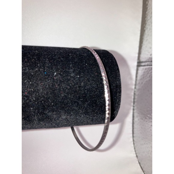 Artisan Etched Design Thin Silver-Tone 2 3/8 Inch Wide Bangle Bracelet! - Picture 4 of 8